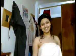 Indian sweetie chick dancing in towel