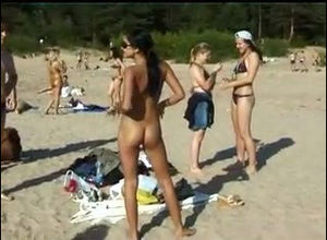Depraved nubile nudists take off their
