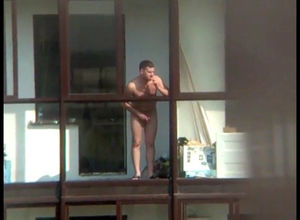 Nude  on the balcony in spy hidden cam